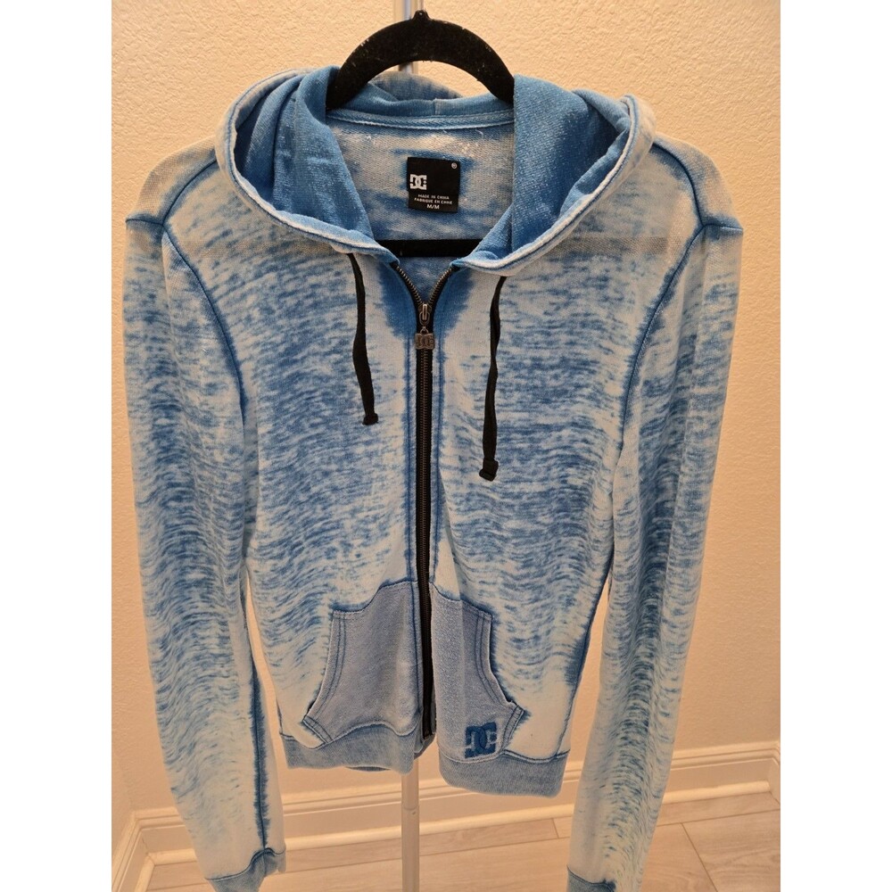 DC Vintage Blue Washout Hooded Full Zip Size Medium Womens